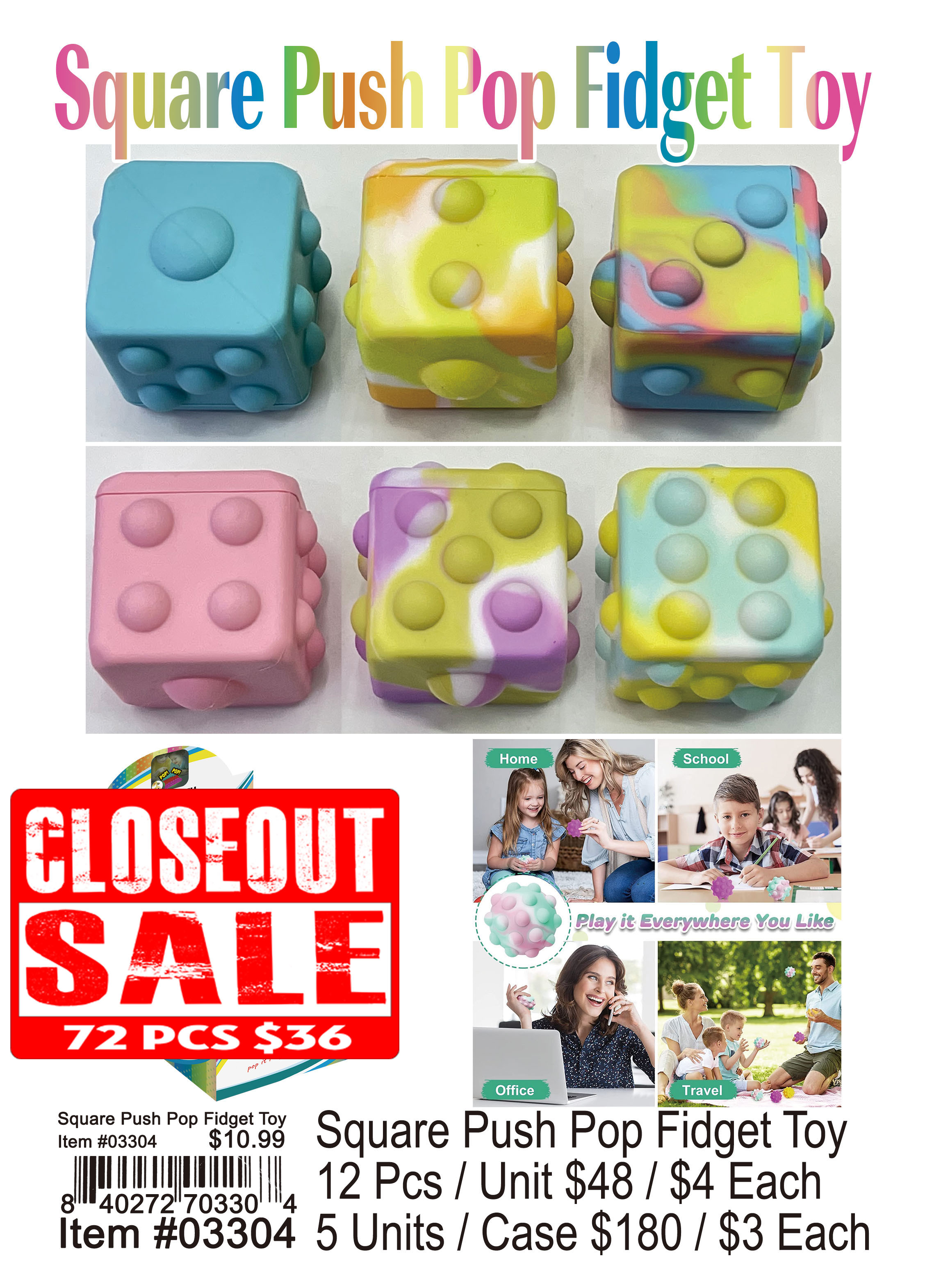 Square Push Pop Fidget Toy